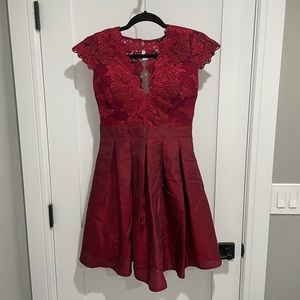 Red lace elegant dress